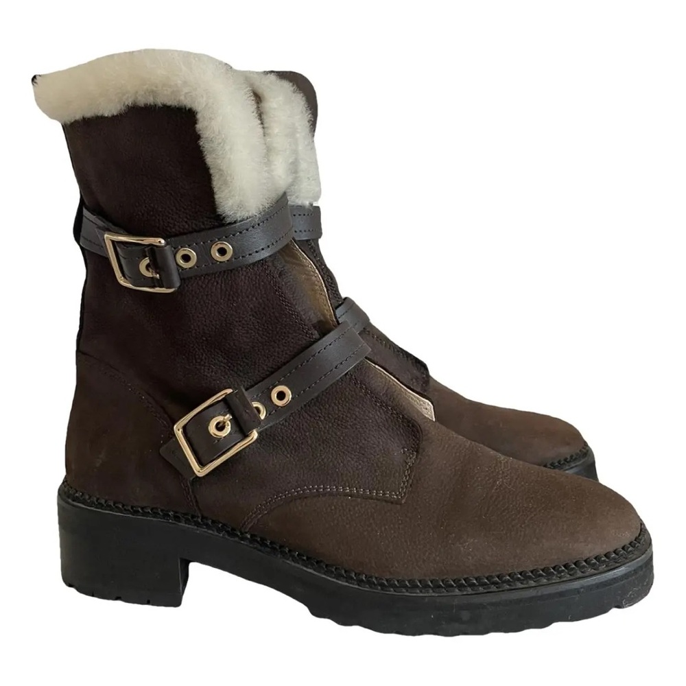 Massimo Dutti | Brown Leather Ankle Boots with Shearling Lining